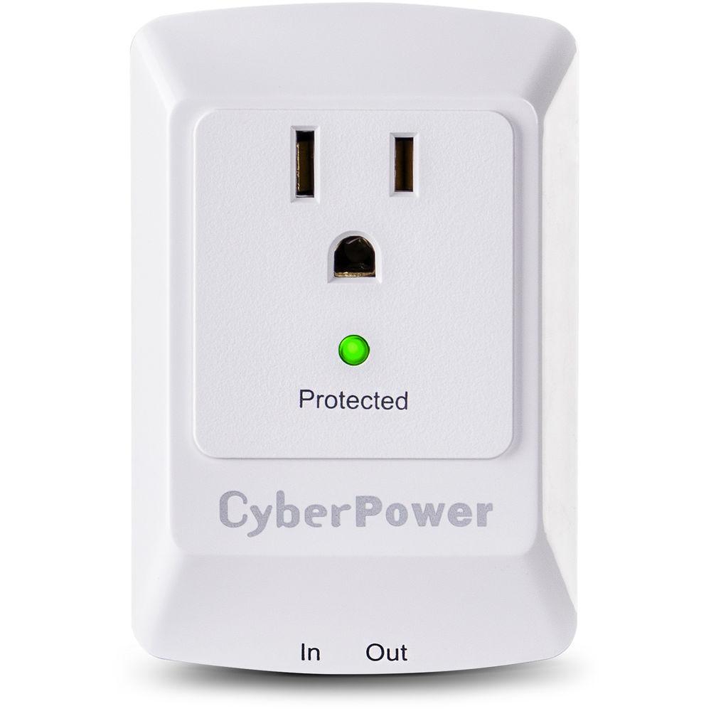CyberPower CSP100TW Single Outlet Wall-Tap Surge Protector with Fax & Data Protection