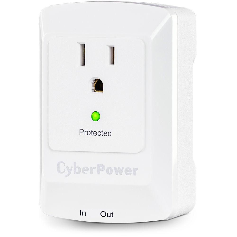 CyberPower CSP100TW Single Outlet Wall-Tap Surge Protector with Fax & Data Protection