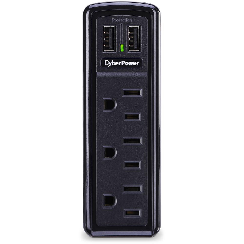 CyberPower CSP300WU 3-Outlet Wall Tap Surge Protector with Dual USB Ports