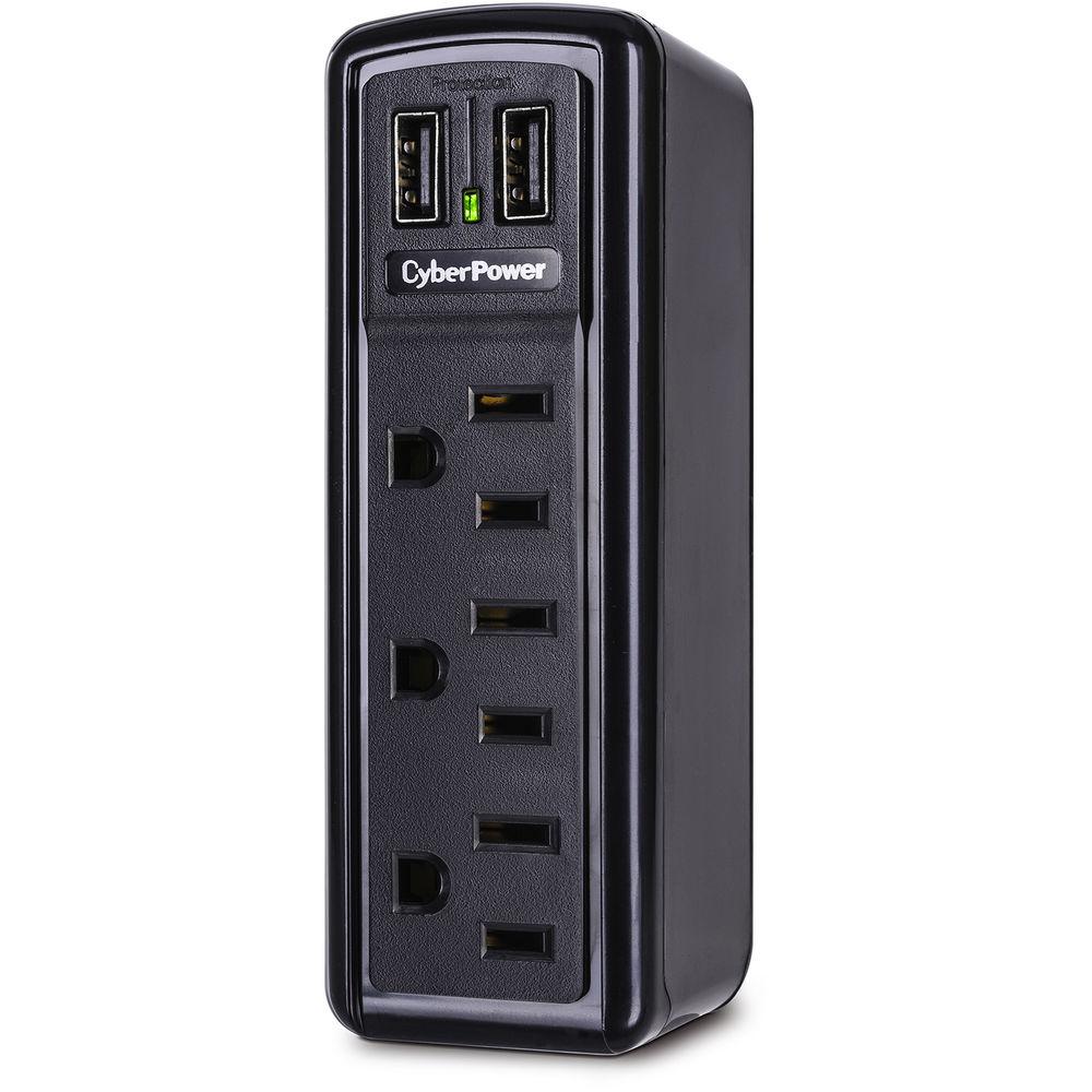 CyberPower CSP300WU 3-Outlet Wall Tap Surge Protector with Dual USB Ports