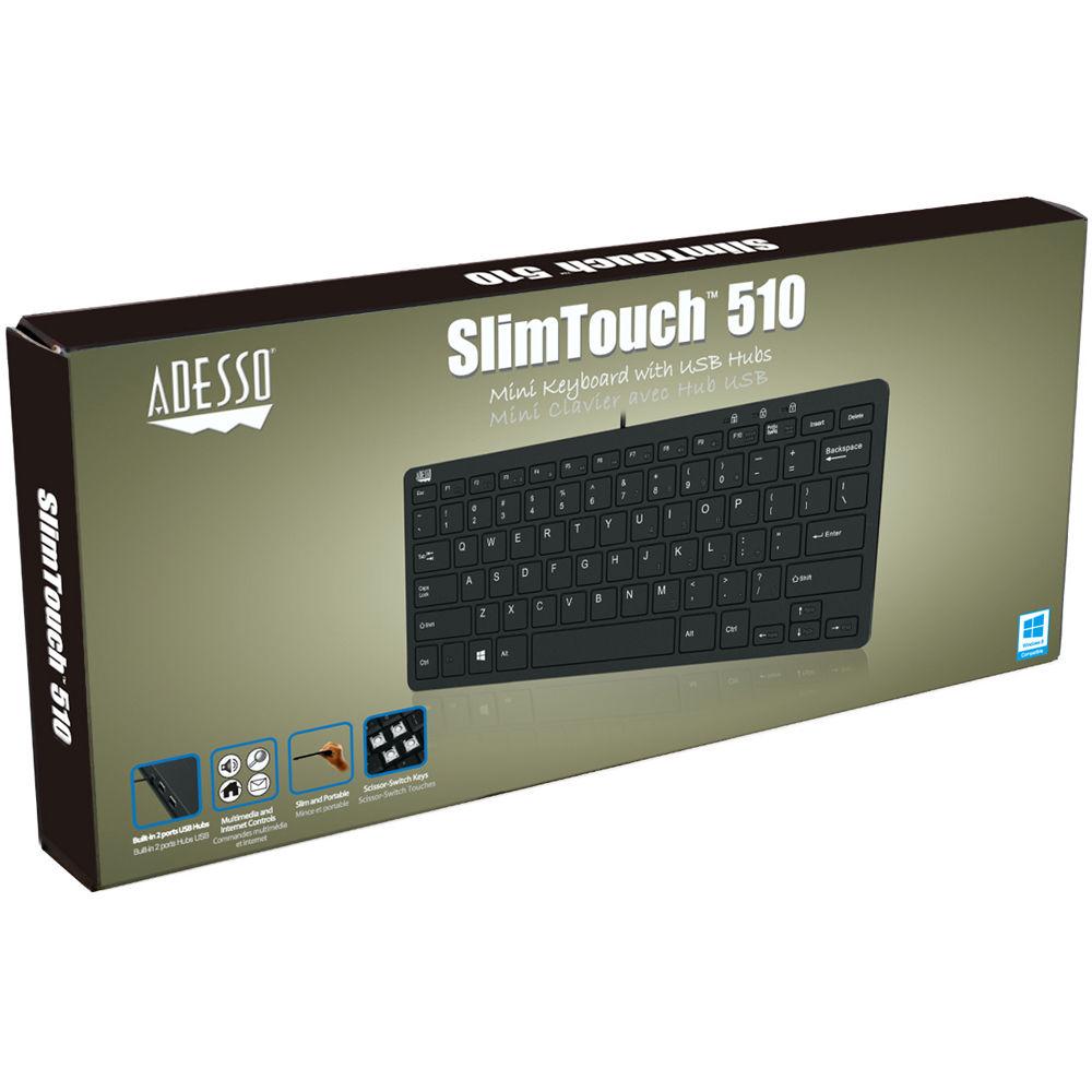 Adesso SlimTouch 510 Mini Keyboard with USB Hubs