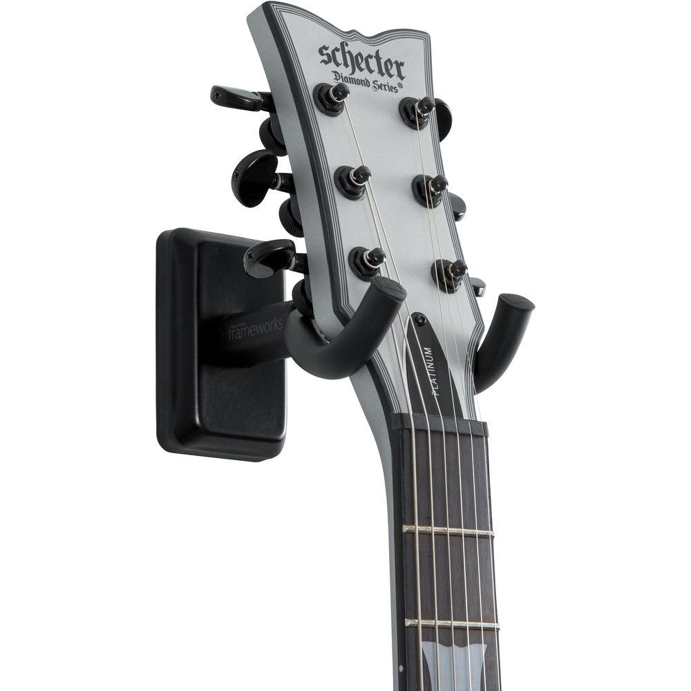 Gator Cases Wall-Mounted Guitar Hanger with Black Mounting Plate