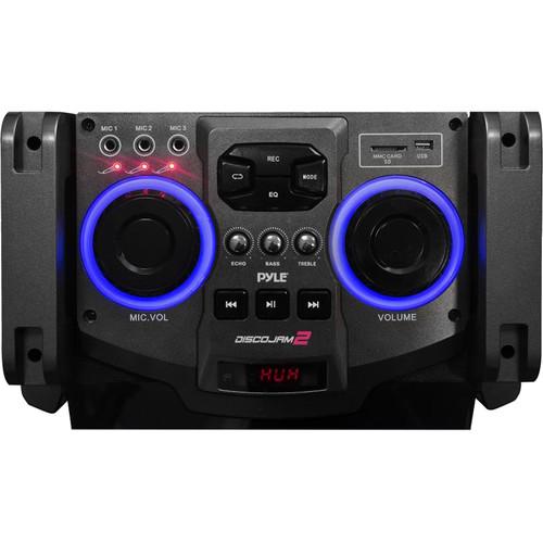 Pyle Pro PSUFM1235BT - 2400W Bluetooth Portable DJ Karaoke System with Party Lights and Mic Recorder