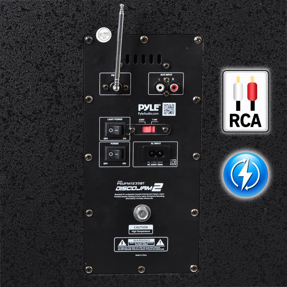 Pyle Pro PSUFM1235BT - 2400W Bluetooth Portable DJ Karaoke System with Party Lights and Mic Recorder