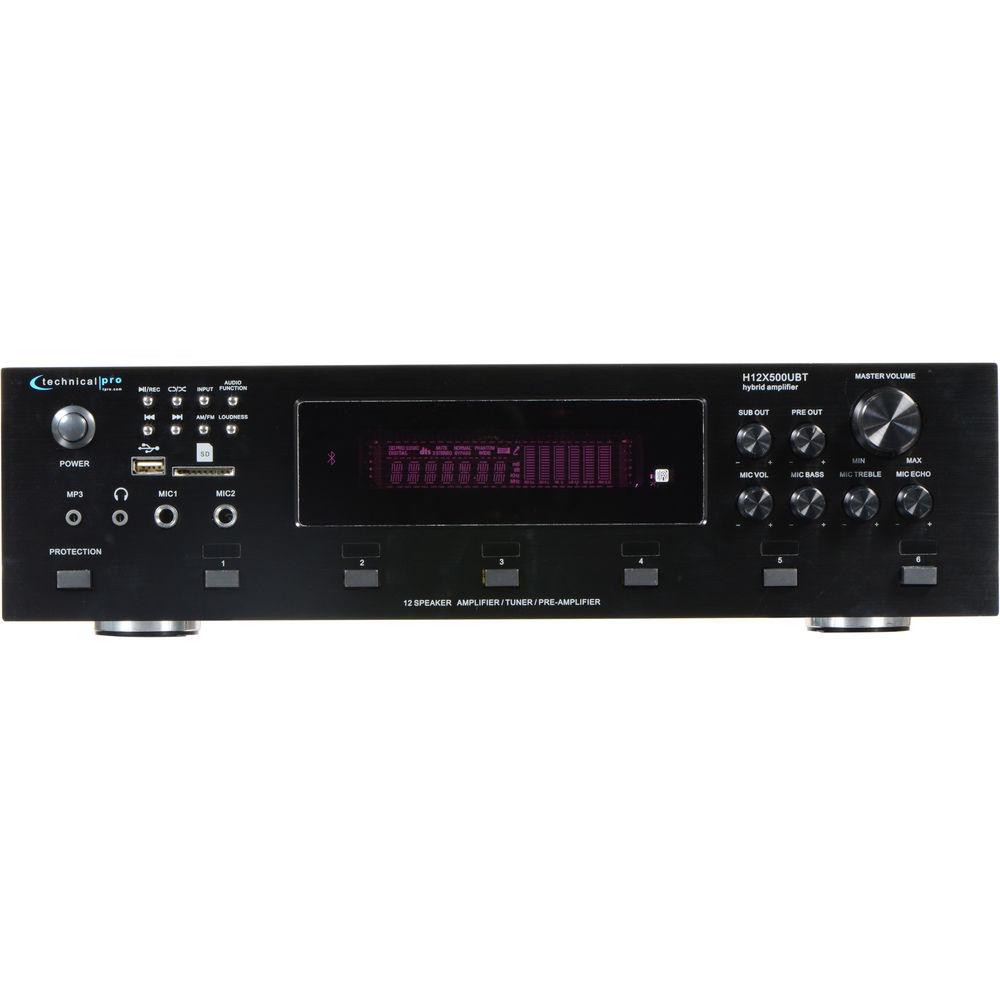 Technical Pro H12x500UBT 650W Digital Hybrid Amplifier Preamp Tuner with 12 Speaker Output