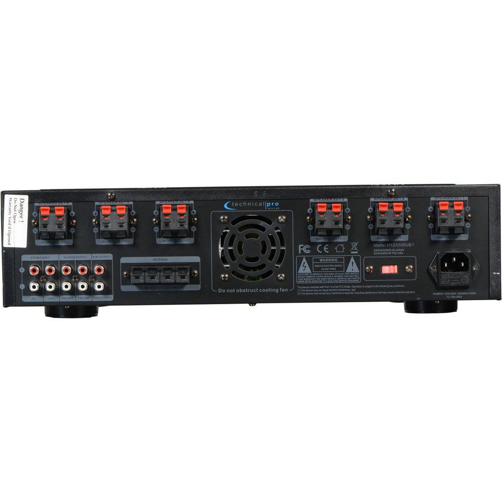 Technical Pro H12x500UBT 650W Digital Hybrid Amplifier Preamp Tuner with 12 Speaker Output