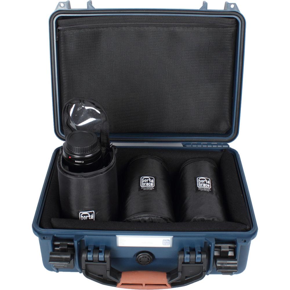 Porta Brace Hard Case with Three 7" Lens Cups for DSLRs or Small Equipment and Accessories