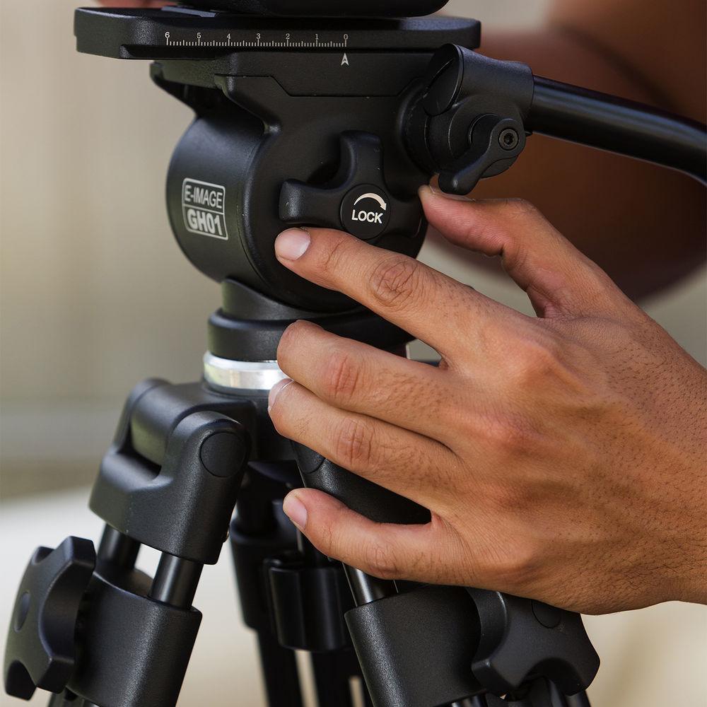 E-Image EG01A2 Two-Stage Aluminum Tripod System with GH01 Pan Tilt Fluid Head