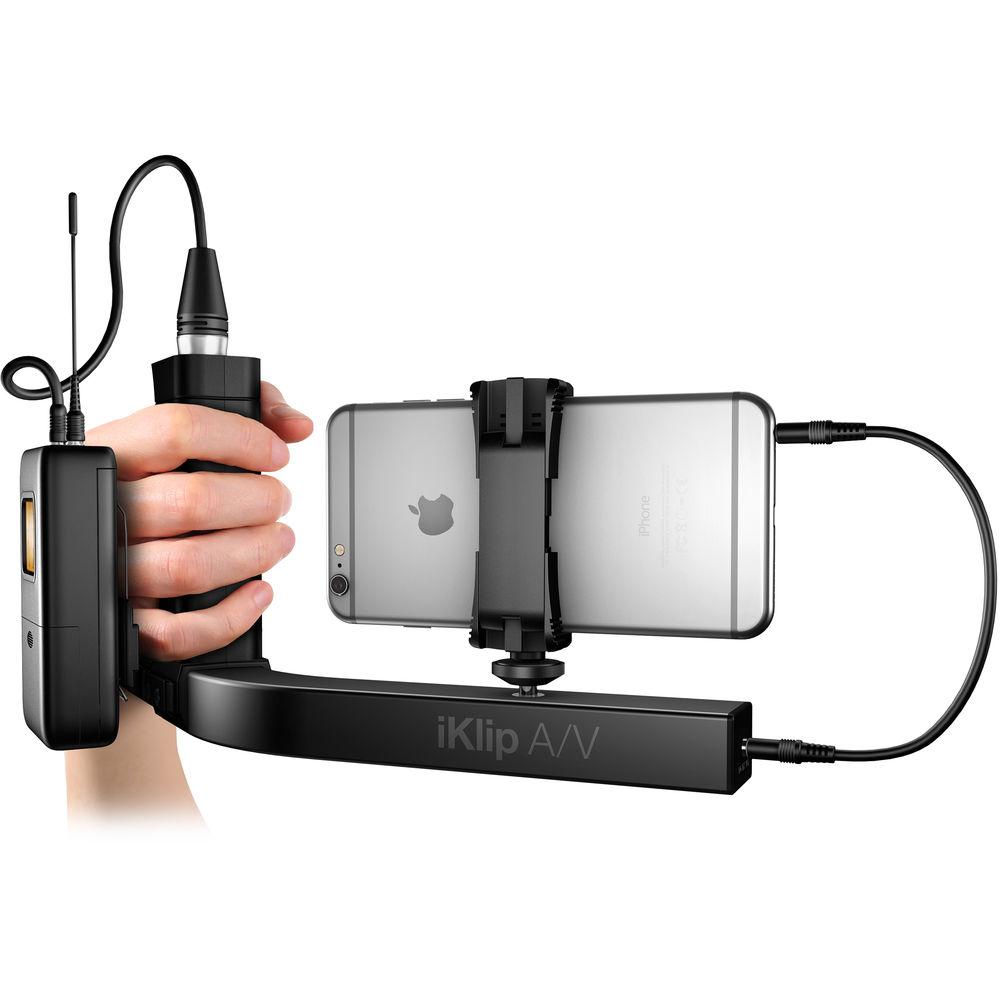 IK Multimedia iKlip A V Smartphone Grip with Integrated Mic Preamp