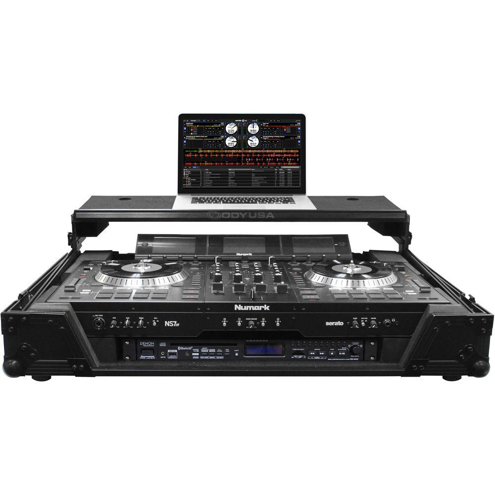 Odyssey Innovative Designs Numark NS7 NS7II NS7III DJ Controller Black Label Glide Style Case with Lower 19" 1U Rack Space