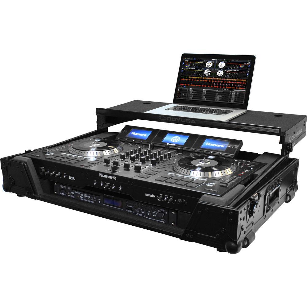 Odyssey Innovative Designs Numark NS7 NS7II NS7III DJ Controller Black Label Glide Style Case with Lower 19" 1U Rack Space