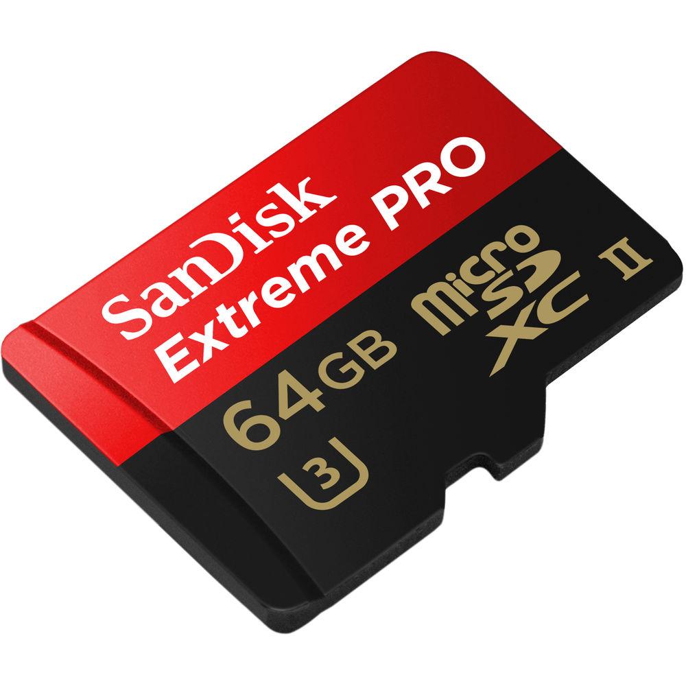 SanDisk 64GB Extreme PRO UHS-II microSDXC Memory Card with USB 3.0 Adapter