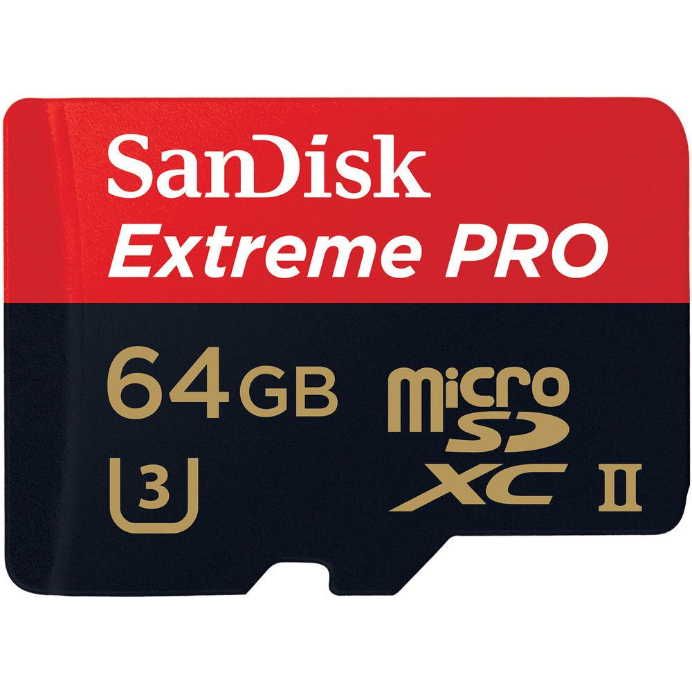 SanDisk 64GB Extreme PRO UHS-II microSDXC Memory Card with USB 3.0 Adapter