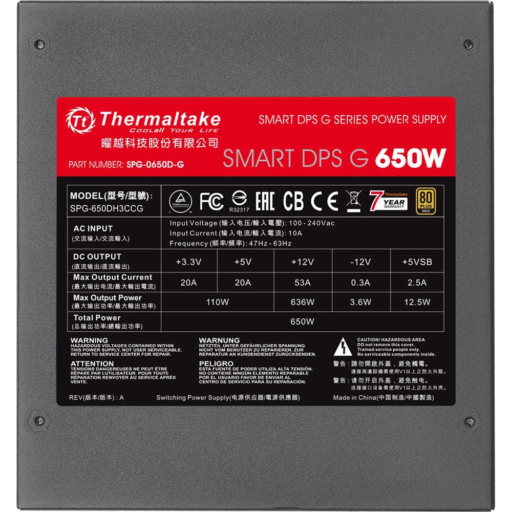 Thermaltake Smart DPS G 650W 80 Plus Gold Power Supply