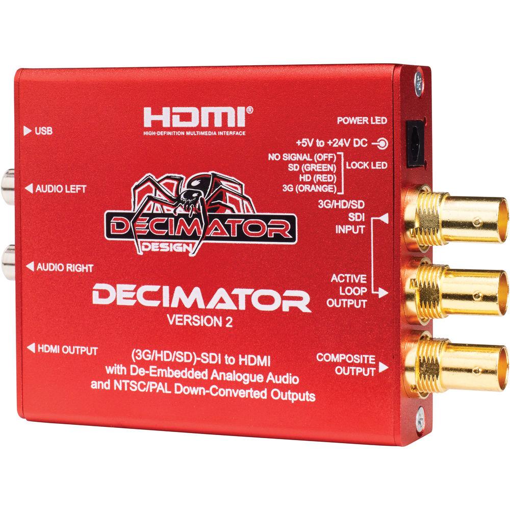 DECIMATOR 2 3G HD SD-SDI to HDMI Converter with Built-In NTSC PAL Downscaler & Analog Audio Outputs
