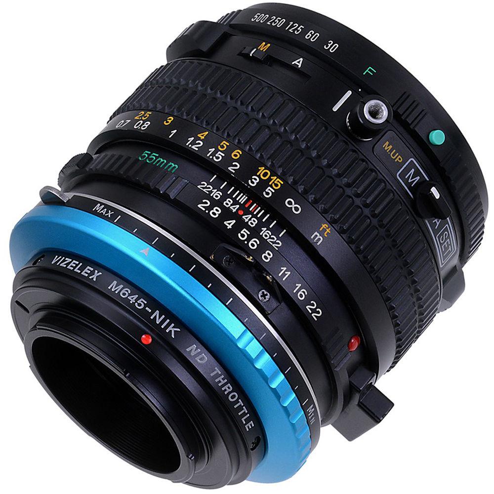 FotodioX Vizelex Pro ND Throttle Lens Mount Adapter for Mamiya 645-Mount Lens to Nikon F-Mount Camera