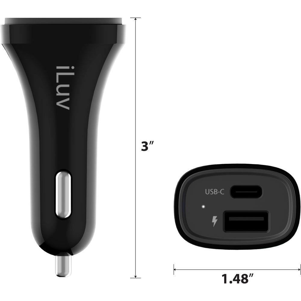 iLuv MobiSeal 2 USB Type-A and USB Type-C Car Charger