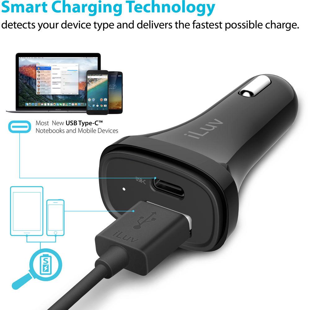 iLuv MobiSeal 2 USB Type-A and USB Type-C Car Charger