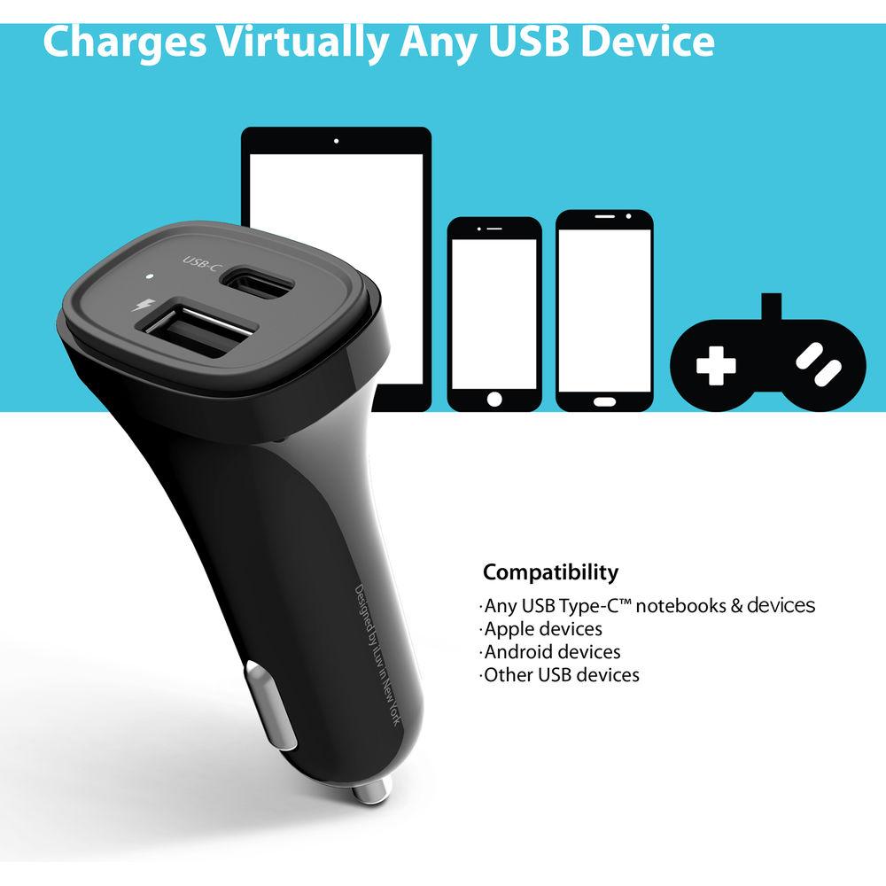 iLuv MobiSeal 2 USB Type-A and USB Type-C Car Charger