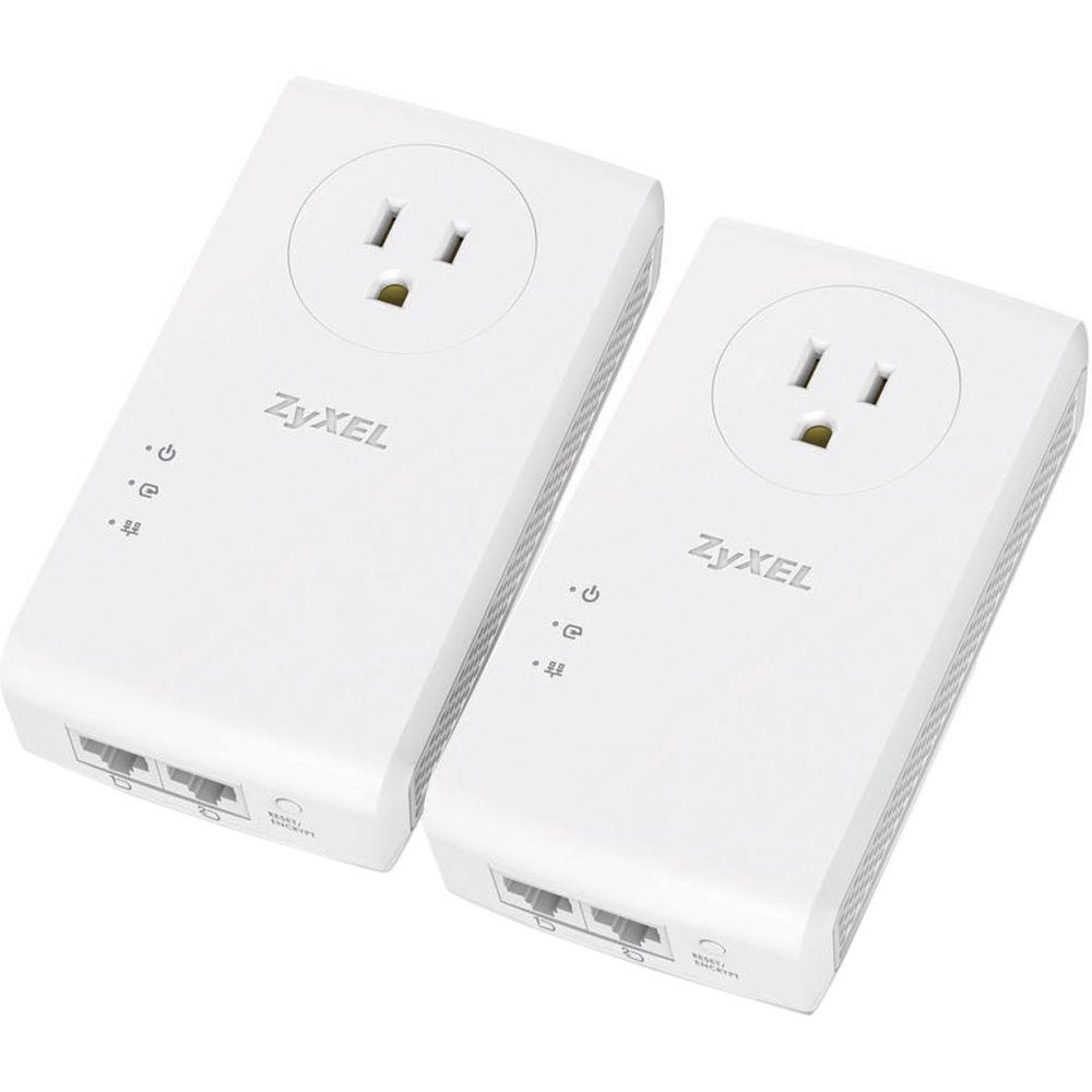 ZyXEL PLA5456KIT AV2000 HomePlug AV2 Pass-Thru Powerline 2-Port Gigabit Ethernet Adapter