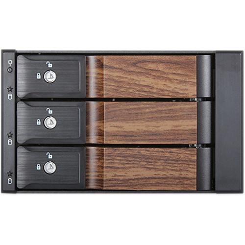 iStarUSA BPN-DE230SS-WB 2x5.25" to 3x3.5" SAS SATA 6.0 Gb s Trayless Hot-Swap Cage with Wood Look Bezel