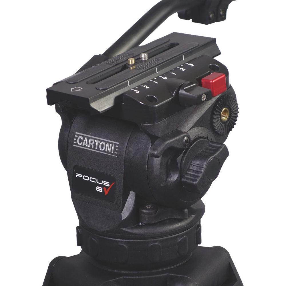 Cartoni Focus 8 Fluid Head with Sliding Plate & Stabilo Carbon Fiber Tripod