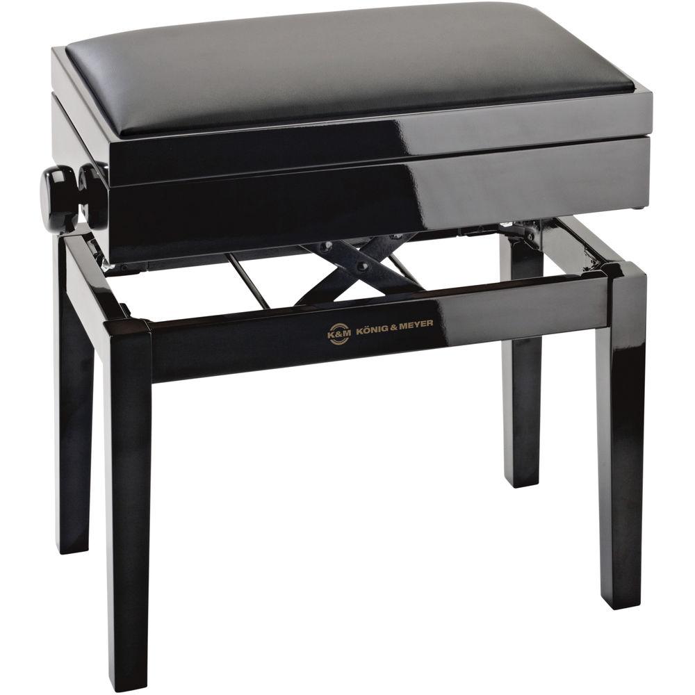 K&M Piano Bench with Sheet Music Storage & Imitation Leather Seat Cushion