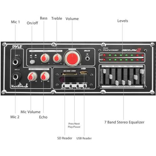 Pyle Pro Disco Jam 2 Bluetooth 1200W Active Powered PA Dual Speaker System
