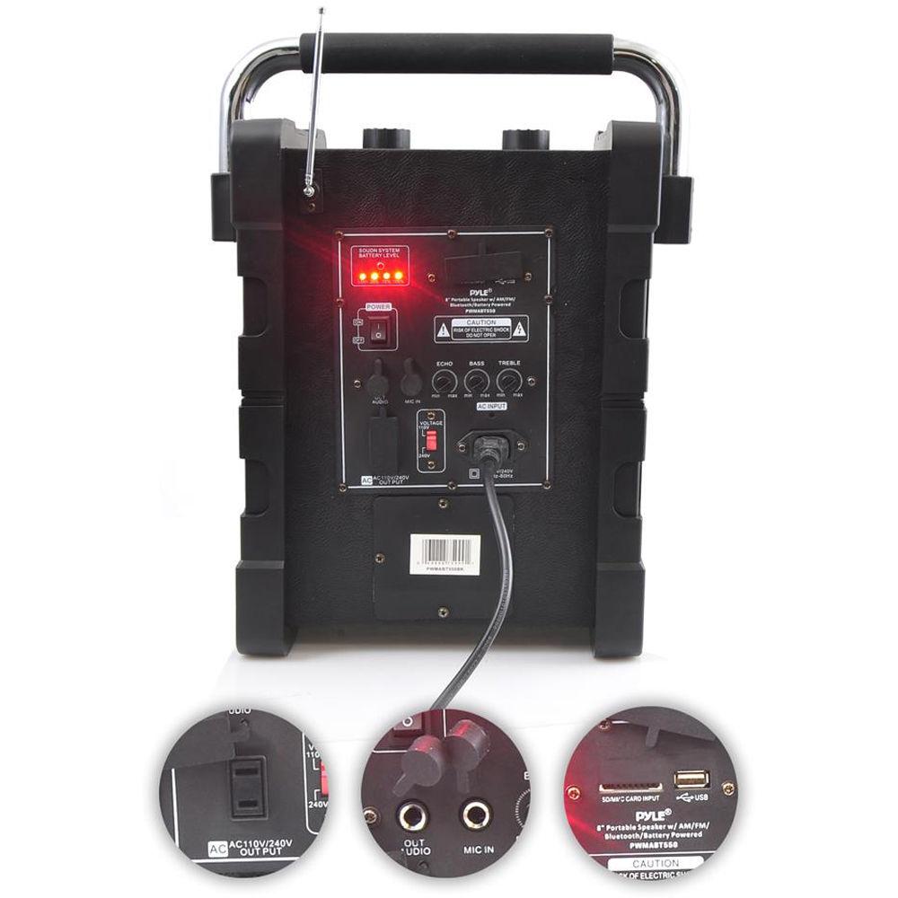 Pyle Pro Jobsite Boombox - 100 Watt 8" Bluetooth Portable Speaker System