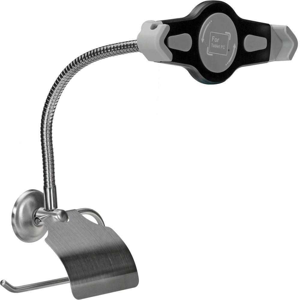 CTA Digital Wall Mount Bathroom Stand with Paper Holder for iPad & Tablets