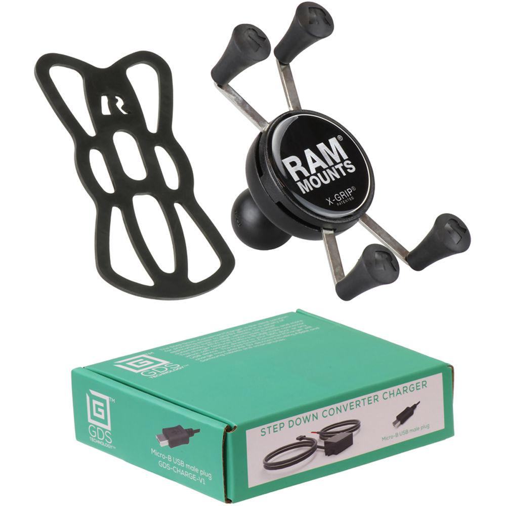 RAM MOUNTS Universal X-Grip Cradle with Micro-B USB Step Down Converter Charger