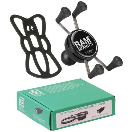 RAM MOUNTS Universal X-Grip Cradle with USB Type A Step Down Converter Charger