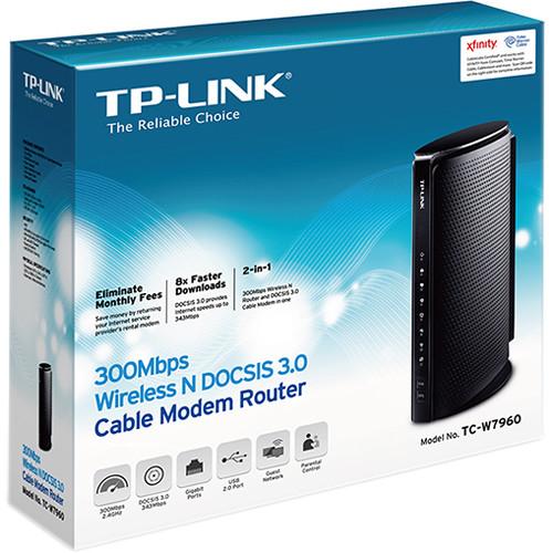TP-Link TC-W7960 Wireless-N300 2.4 GHz Gigabit Cable Modem Router, TP-Link, TC-W7960, Wireless-N300, 2.4, GHz, Gigabit, Cable, Modem, Router