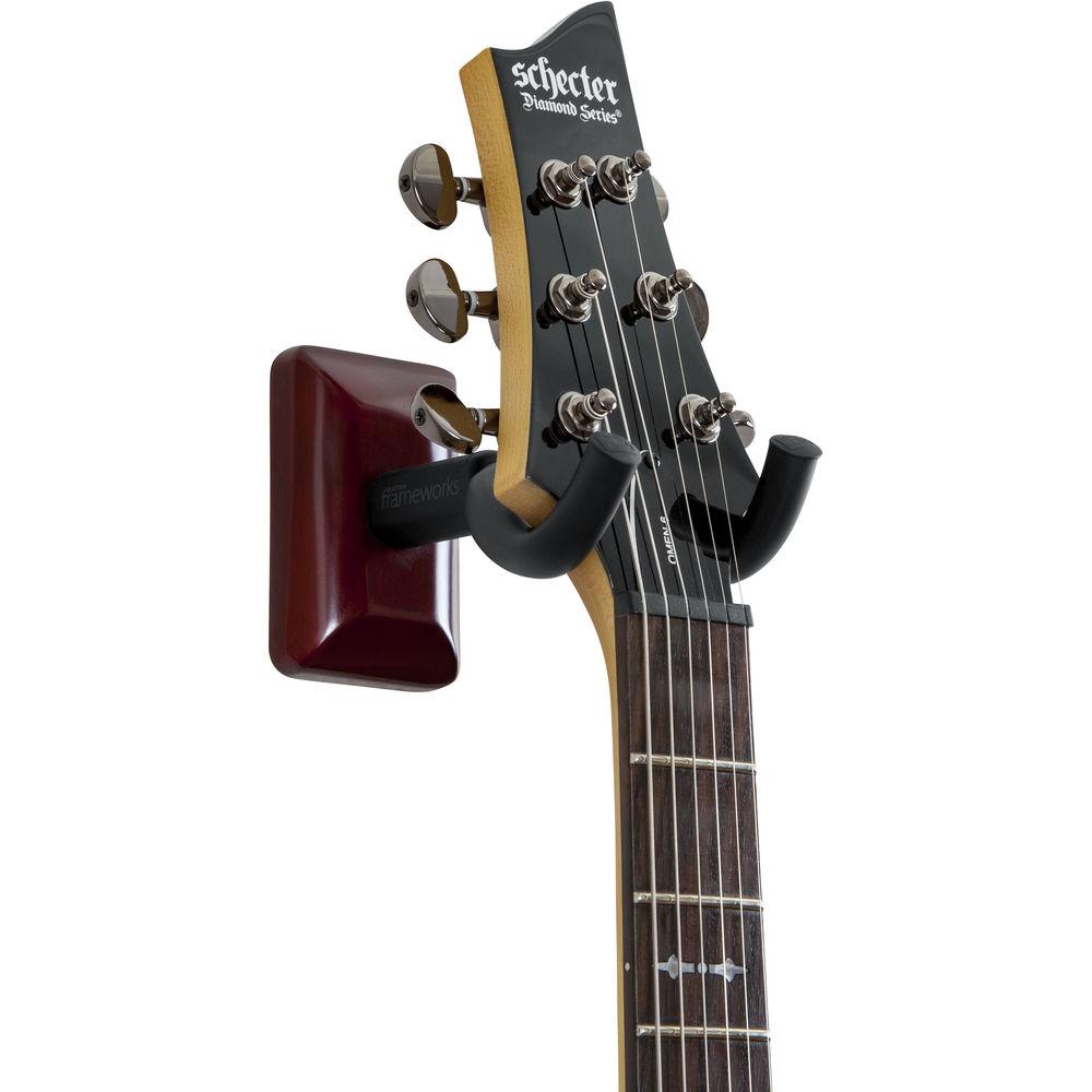 Gator Cases Wall-Mounted Guitar Hanger with Cherry Mounting Plate