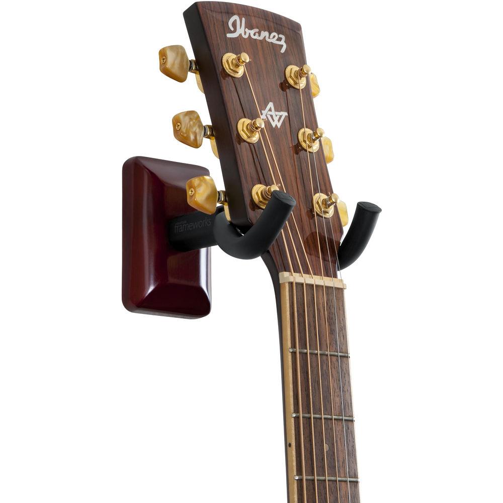 Gator Cases Wall-Mounted Guitar Hanger with Cherry Mounting Plate