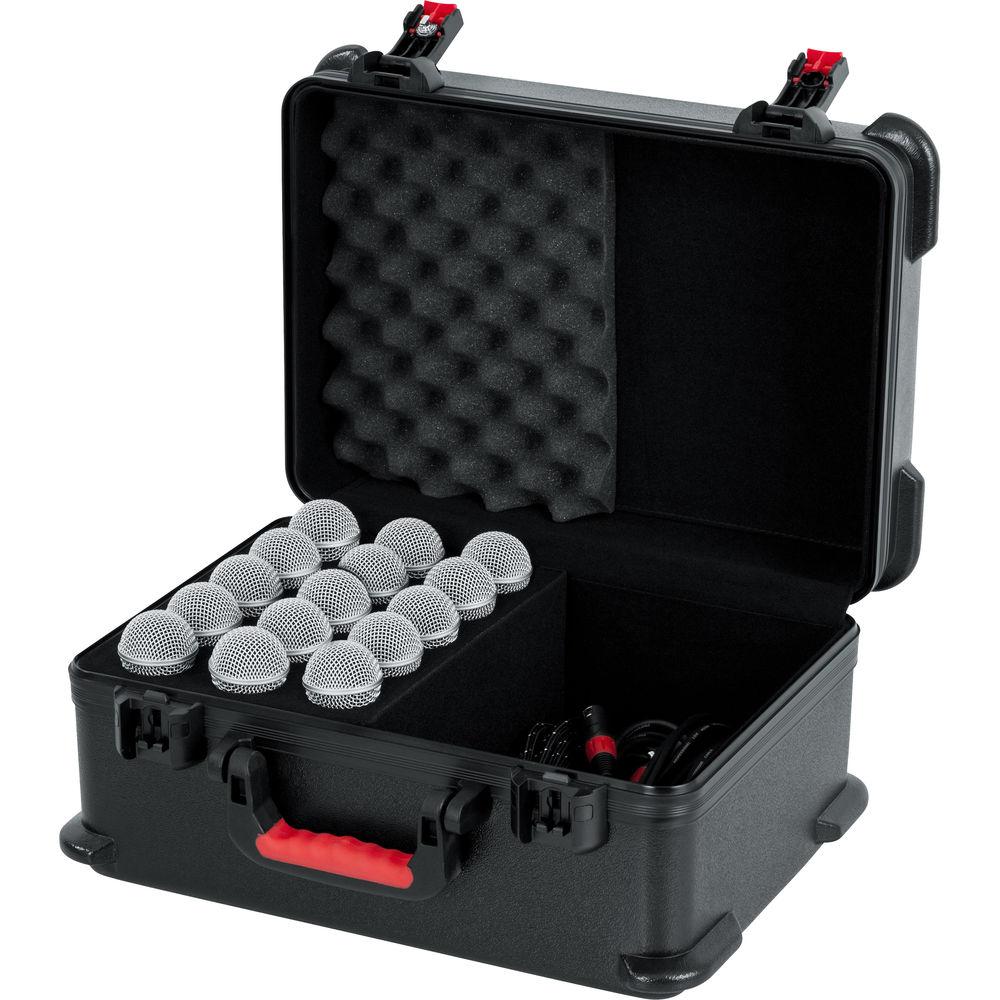 Gator Cases GTSA-MIC15 ATA-Molded Polyethylene Case with Foam Drops for up to 15 Wired Microphones