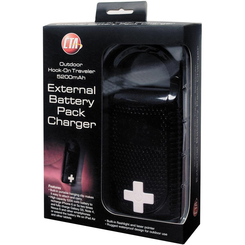 CTA Digital Outdoor Hook-On Traveler 5200mAh External Battery Pack Charger