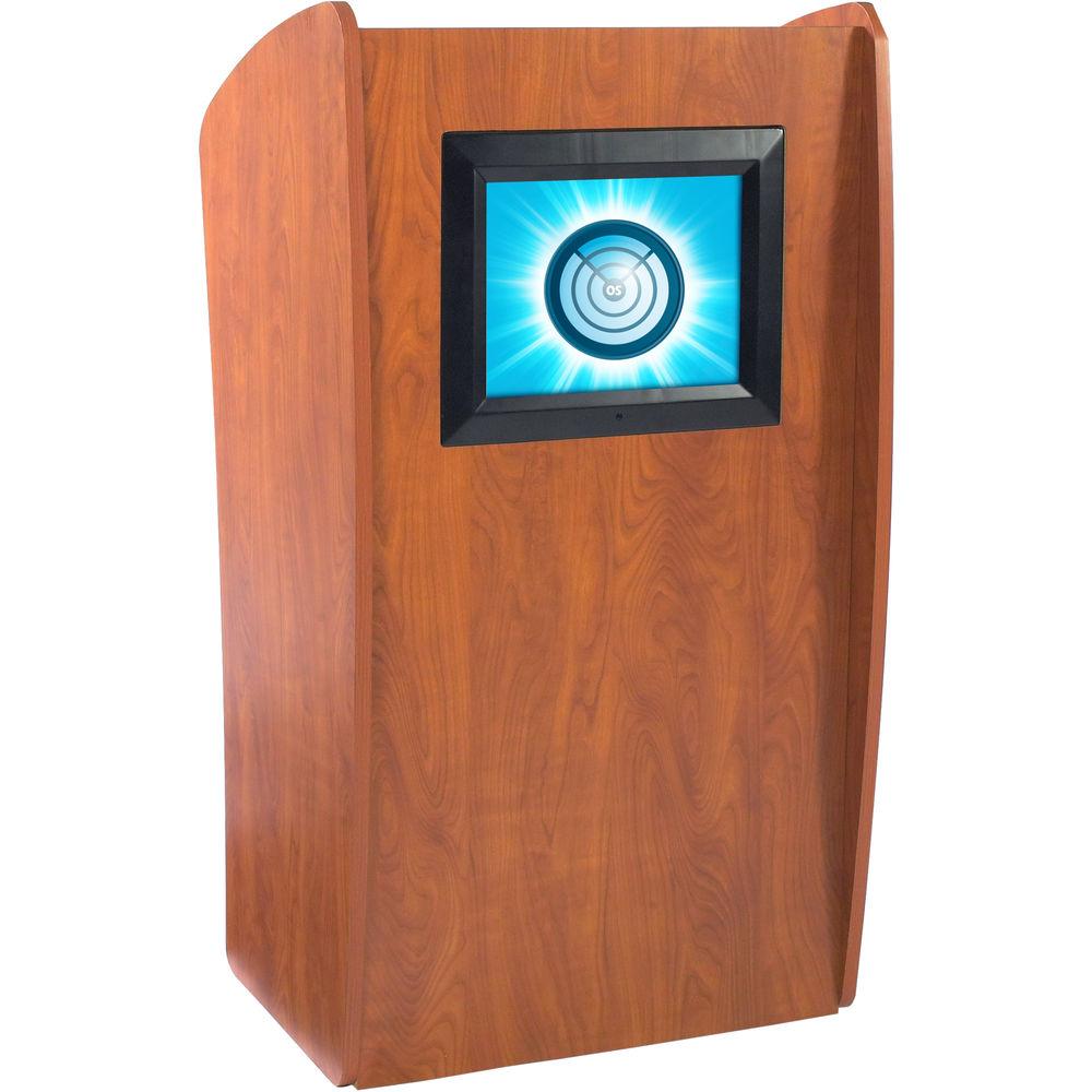 Oklahoma Sound 612-S Vision Floor Lectern with LCD Display, Speakers, and LWM-6 Tie-Clip Lavalier Wireless Microphone
