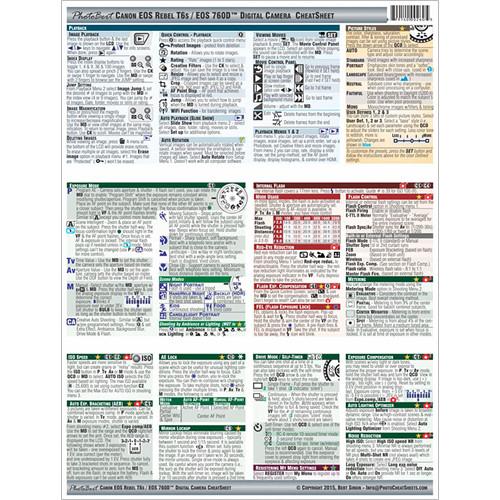 PhotoBert Cheat Sheet for Canon EOS Rebel T6s 760D DSLR Camera