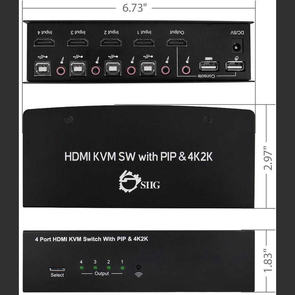 SIIG 4x1 USB HDMI KVM Switch with 4Kx2K & PIP