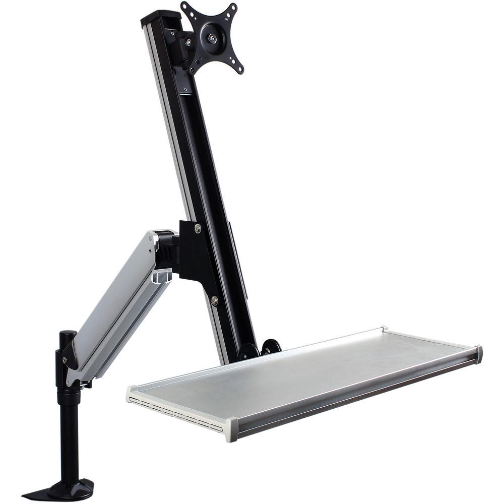 Dyconn Desk-Mounted Sit Stand Workstation Mount with Foldable Keyboard Tray