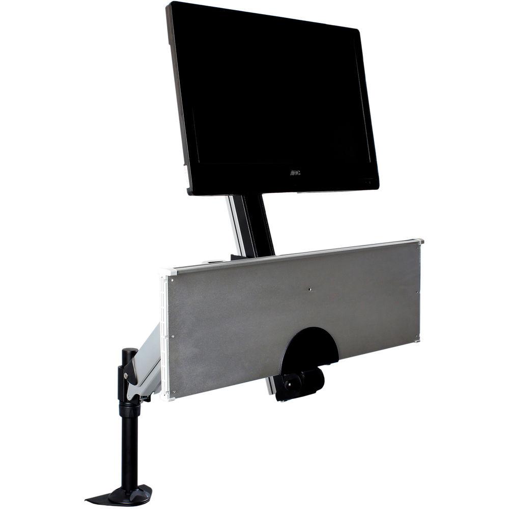 Dyconn Desk-Mounted Sit Stand Workstation Mount with Foldable Keyboard Tray