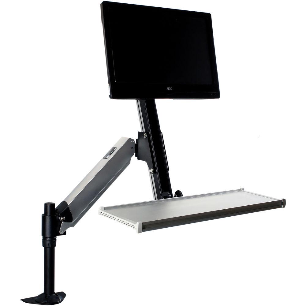 Dyconn Desk-Mounted Sit Stand Workstation Mount with Foldable Keyboard Tray