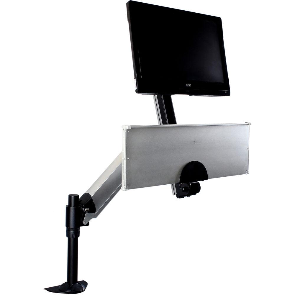 Dyconn Desk-Mounted Sit Stand Workstation Mount with Foldable Keyboard Tray