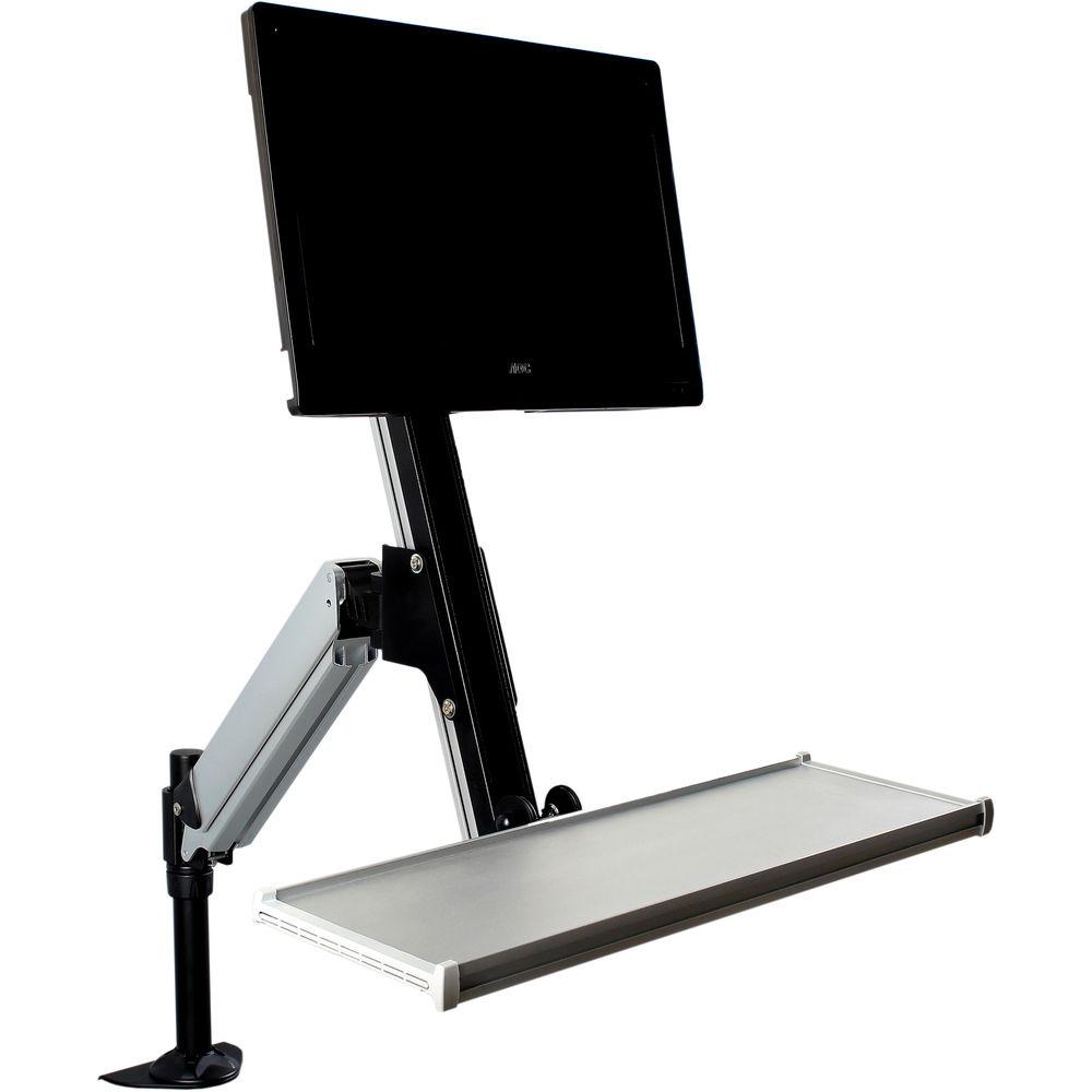 Dyconn Desk-Mounted Sit Stand Workstation Mount with Foldable Keyboard Tray