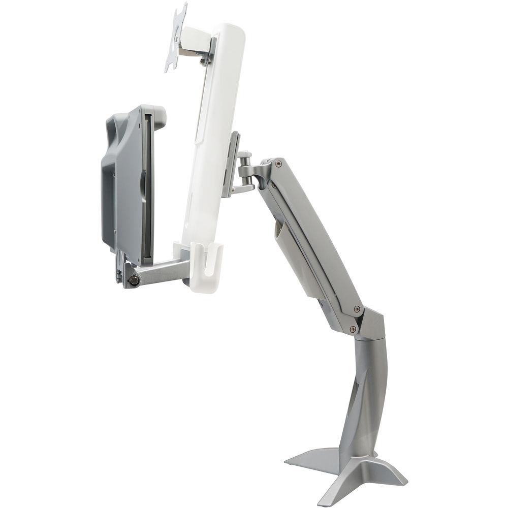 Dyconn Desk-Mounted Sit Stand Workstation Mount with Foldable Keyboard Tray and Retractable Mouse Tray
