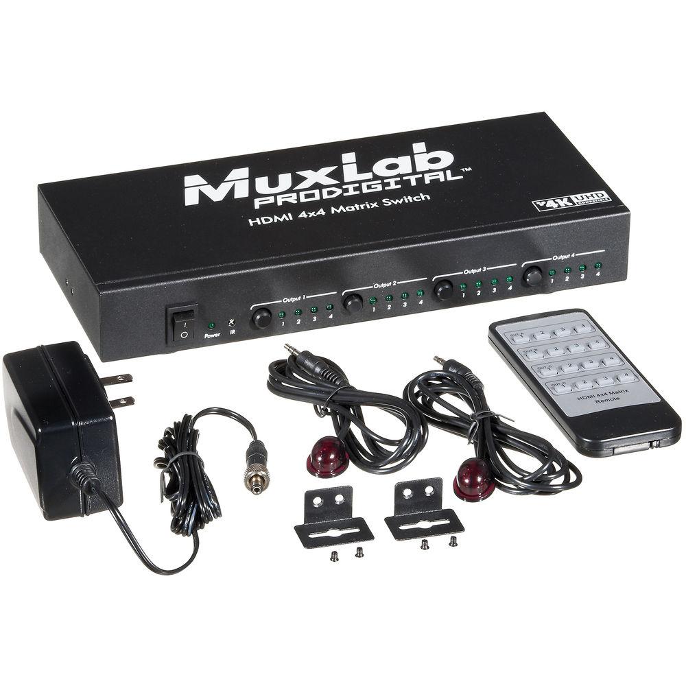 MuxLab 500440 UHD-4K 4 x 4 HDMI Matrix Switch
