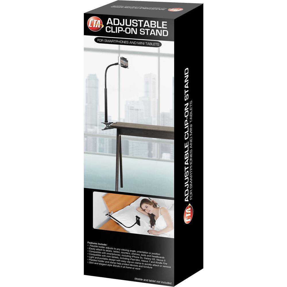 CTA Digital Adjustable Clip-On Stand for Smartphones and Mini Tablets