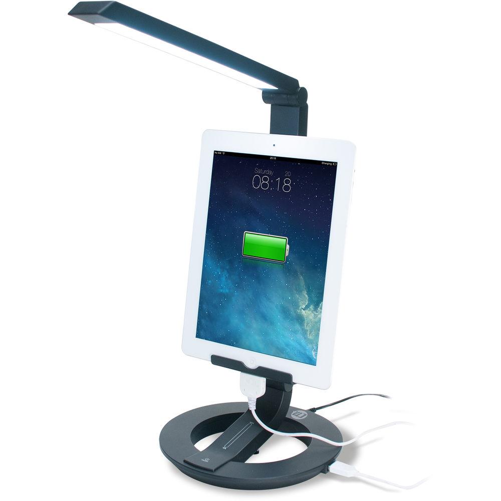 CTA Digital LED Desk Lamp Charging Stand for Tablets and Smartphones