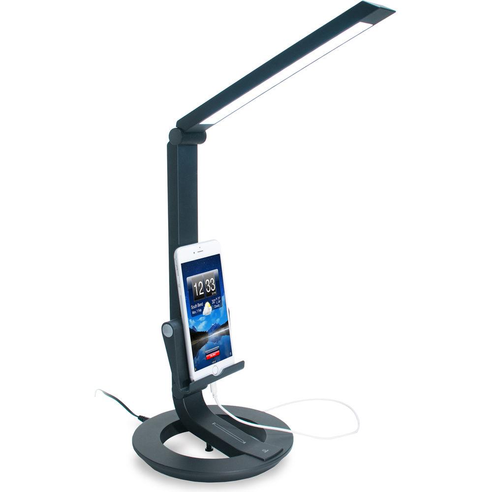 CTA Digital LED Desk Lamp Charging Stand for Tablets and Smartphones